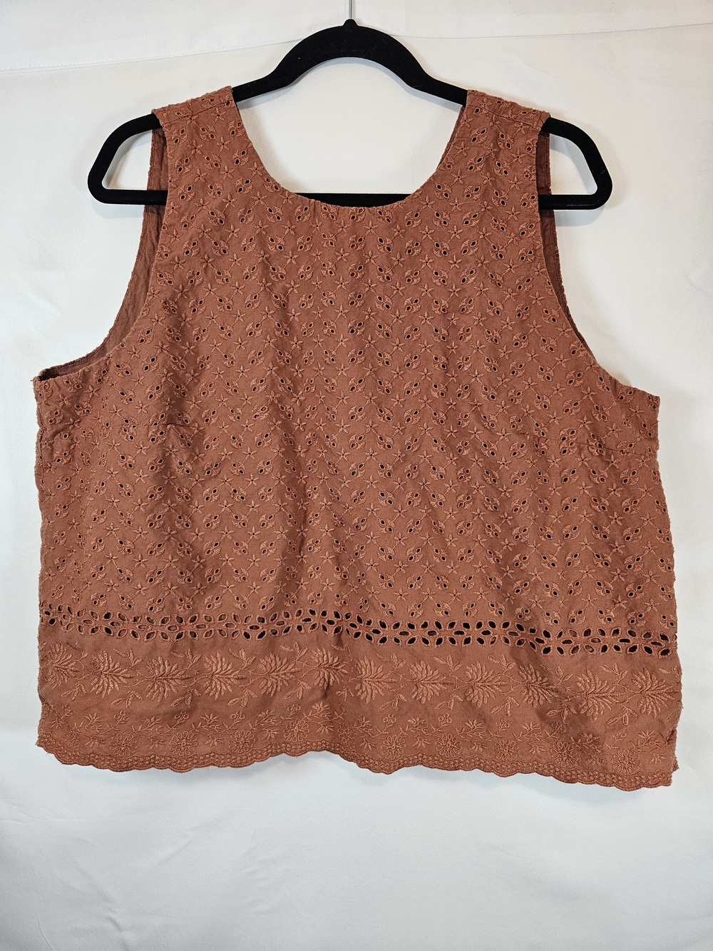 LOFT Rust Eyelet Sleeveless Blouse